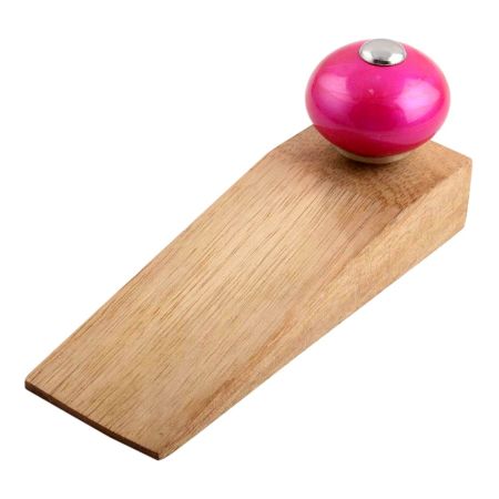 Neon Pink Round Ceramic Wooden Door Stopper
